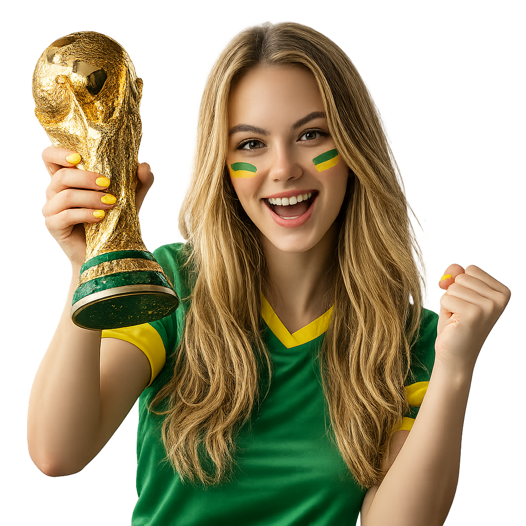 Torcedora com taça da Copa — Vero Internet com SporTV, Cazé TV e mais